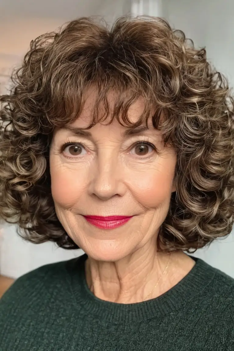 Voluminous Curly Bob With Bangs