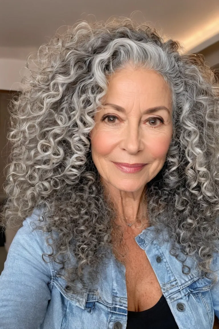 Voluminous Gray Curls